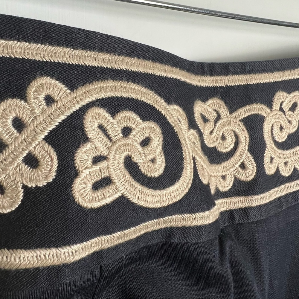 Ann Taylor Loft - Navy Blue Trousers with Embroidered Waistband - Sz.‎ 8 - Picture 7 of 7